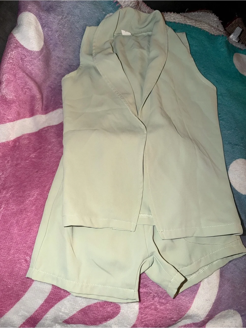 SHEIN Mint Green Sleeveless Romper Set
